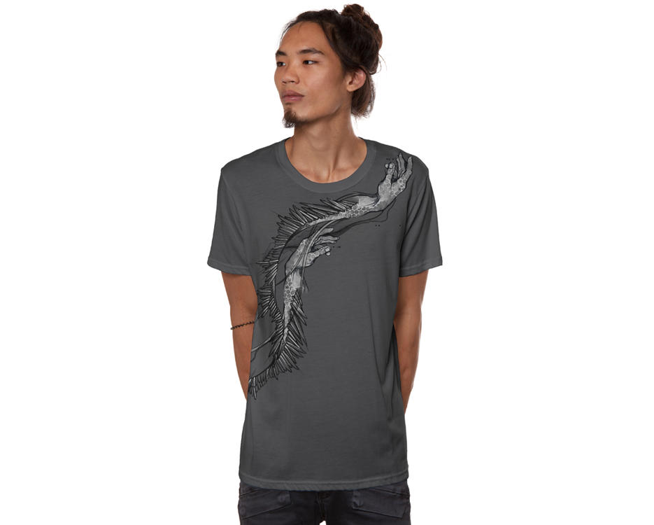 man t-shirt with a jally fish print in grey 
